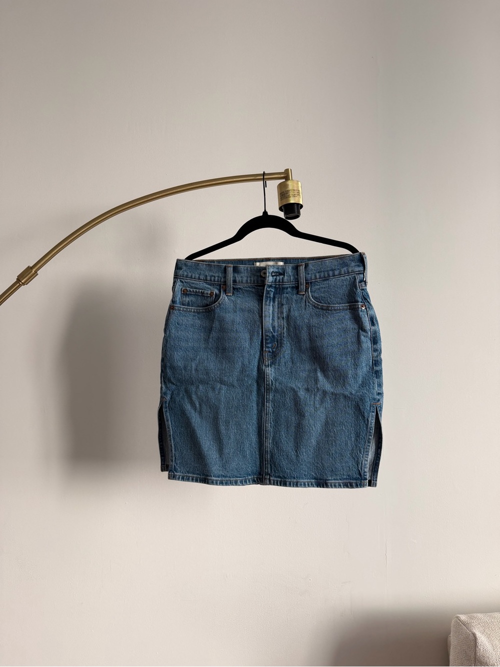 Abercrombie & Fitch Mid Rise Denim Pencil Midi Skirt